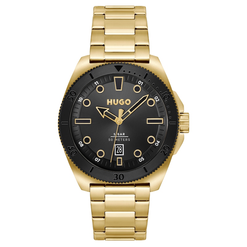 HUGO #VISIT Men's Gold IP Bracelet Watch