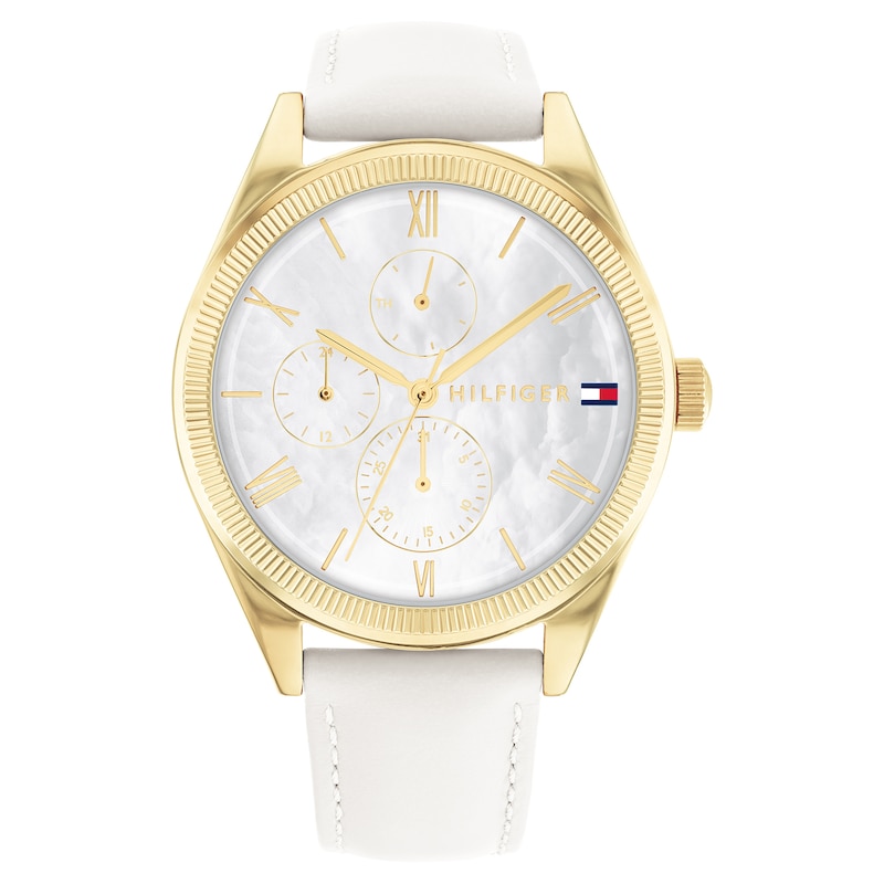 Tommy Hilfiger Monica Ladies' White Leather Strap Watch