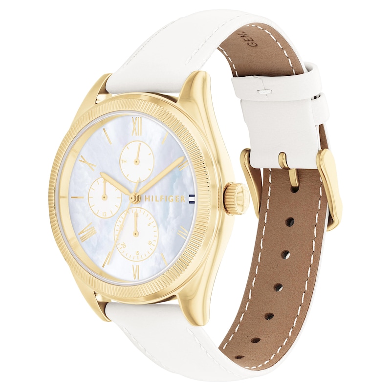 Tommy Hilfiger Monica Ladies' White Leather Strap Watch