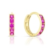 Thumbnail Image 1 of Children's 9ct Yellow Gold Pink Cubic Zirconia Hoop Earrings