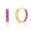 Thumbnail Image 0 of Children's 9ct Yellow Gold Pink Cubic Zirconia Hoop Earrings