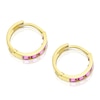Thumbnail Image 2 of Children's 9ct Yellow Gold Pink Cubic Zirconia Hoop Earrings