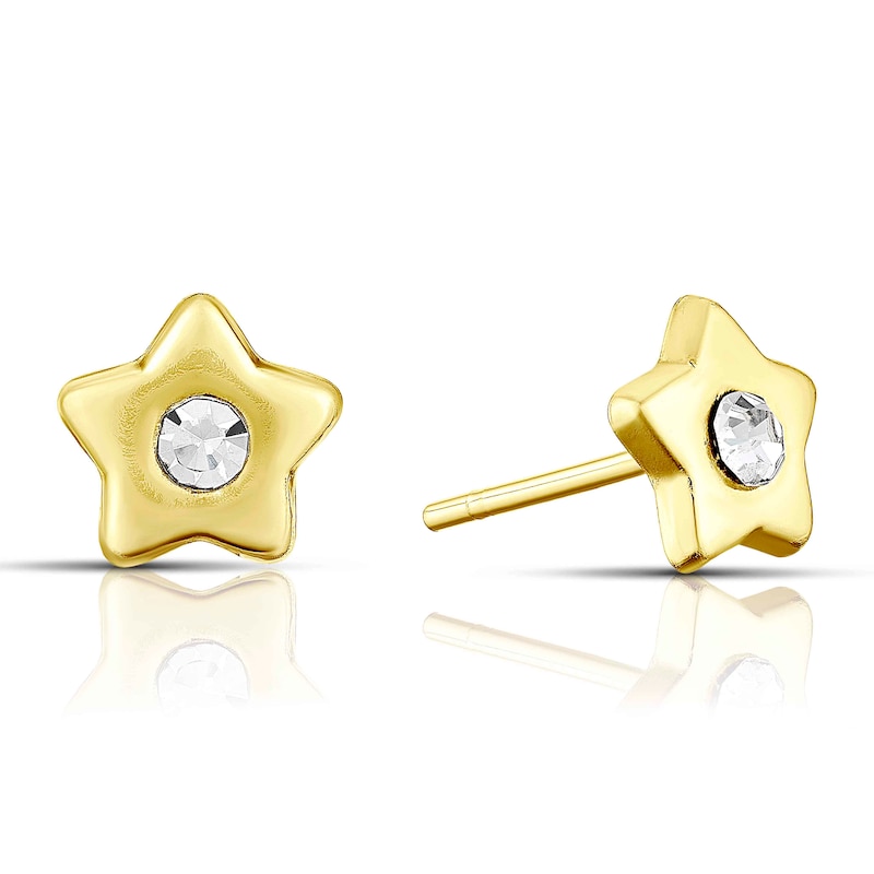 Children's 9ct Yellow Gold Crystal Star Stud Earrings