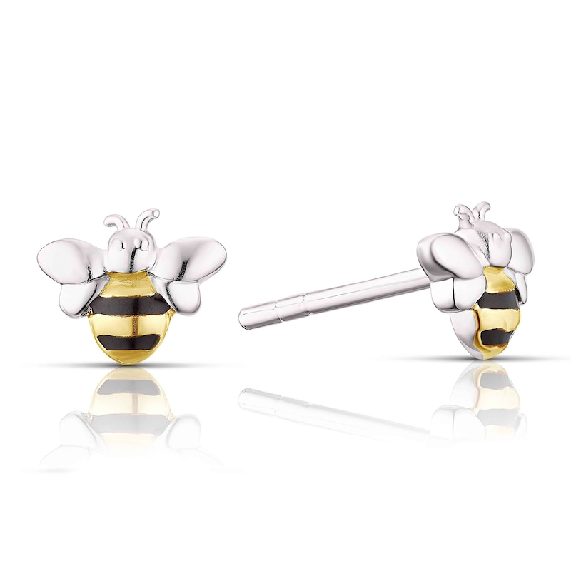 Main Image 1 of Children's Sterling Silver & Gold Plated Bee Stud Earrings