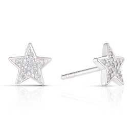 Children's Sterling Silver Cubic Zirconia Star Earrings