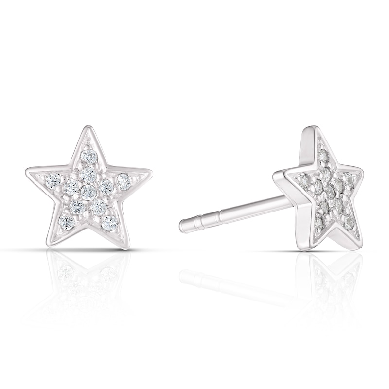 Main Image 1 of Children's Sterling Silver Cubic Zirconia Star Earrings