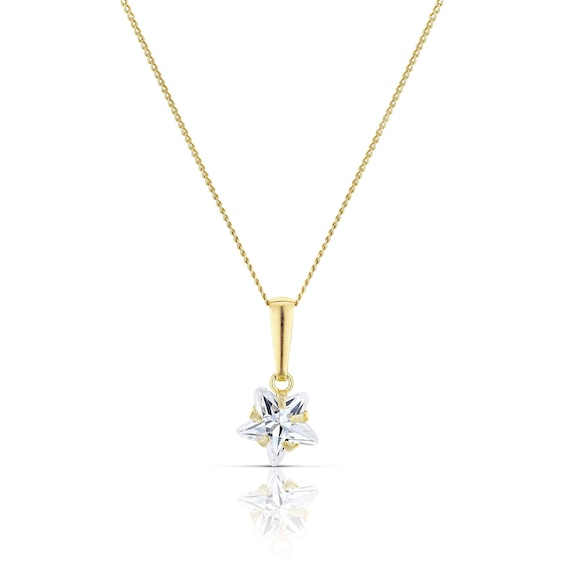Childrens 9ct Yellow Gold Cubic Zirconia Star Pendant