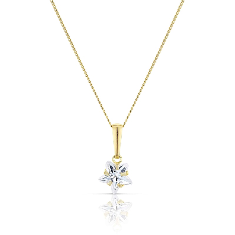 Main Image 1 of Children's 9ct Yellow Gold Cubic Zirconia Star Pendant