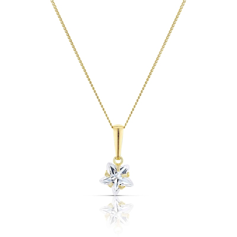 Children's 9ct Yellow Gold Cubic Zirconia Star Pendant