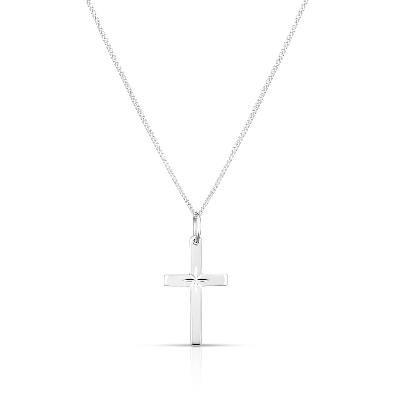 Main Image 1 of Children's Sterling Silver Diamond Cut Cross Pendant