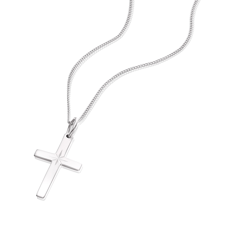 Main Image 2 of Children's Sterling Silver Diamond Cut Cross Pendant