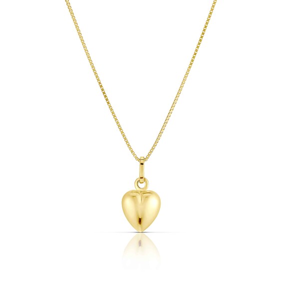Childrens 9ct Yellow Gold Puff Heart Pendant