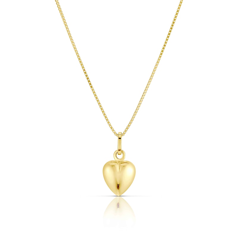 Main Image 1 of Children's 9ct Yellow Gold Puff Heart Pendant
