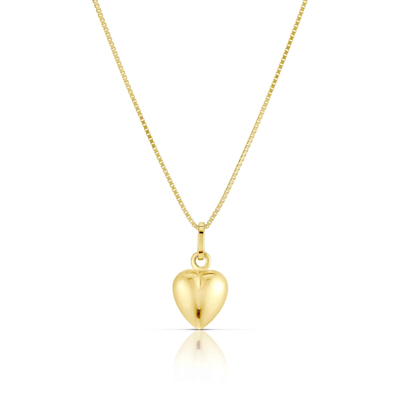 Children's 9ct Yellow Gold Puff Heart Pendant