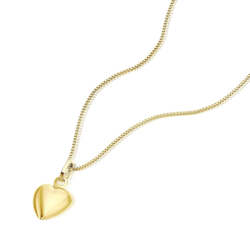 Main Image 2 of Children's 9ct Yellow Gold Puff Heart Pendant
