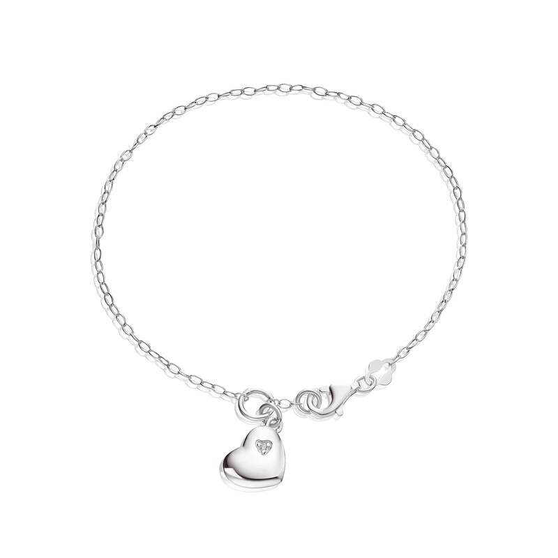 Children's Sterling Silver Cubic Zirconia Heart Bracelet