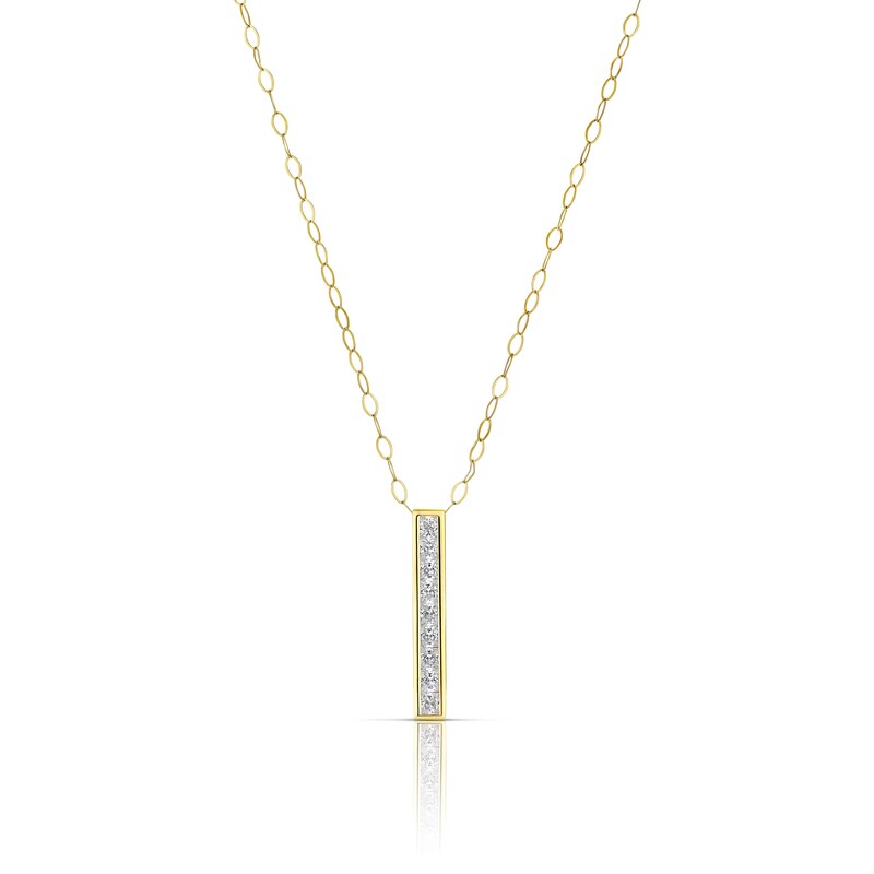 9ct Yellow Gold Cubic Zirconia Bar Pendant