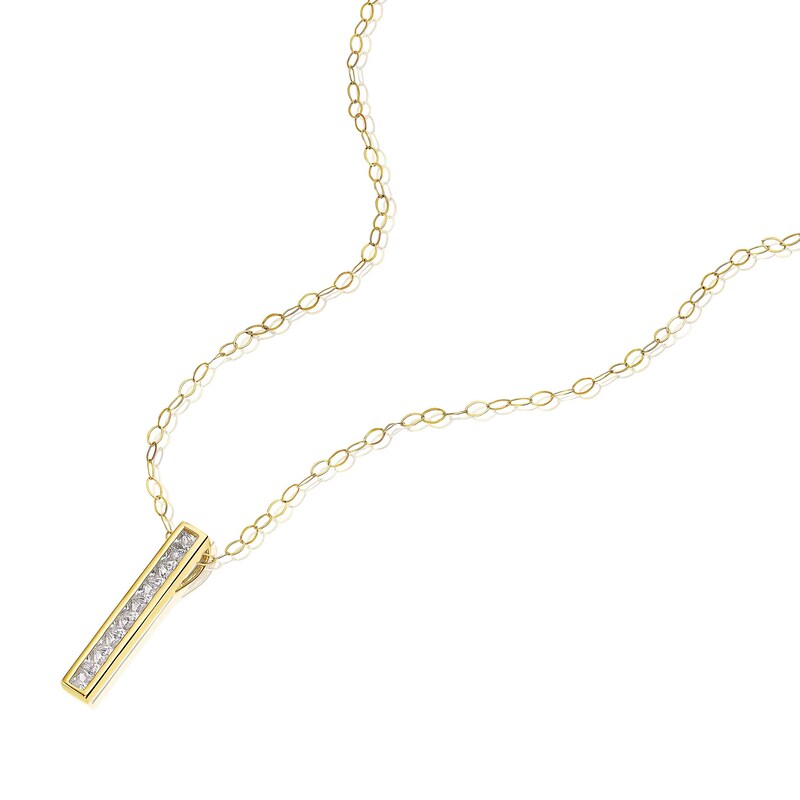 9ct Yellow Gold Cubic Zirconia Bar Pendant