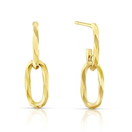 9ct Yellow Gold Diamond Cut Oval Drop Earrings