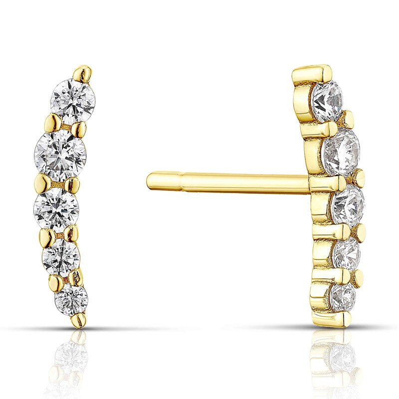 9ct Yellow Gold Cubic Zirconia Climber Earrings | H.Samuel