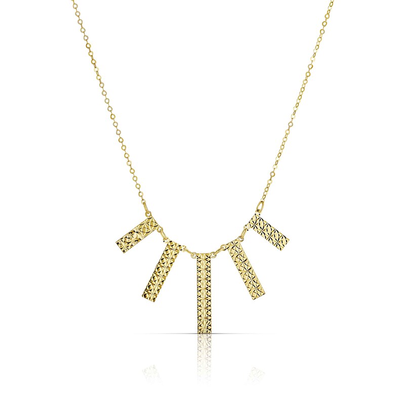 9ct Yellow Gold Sparkle Rectangle Necklet