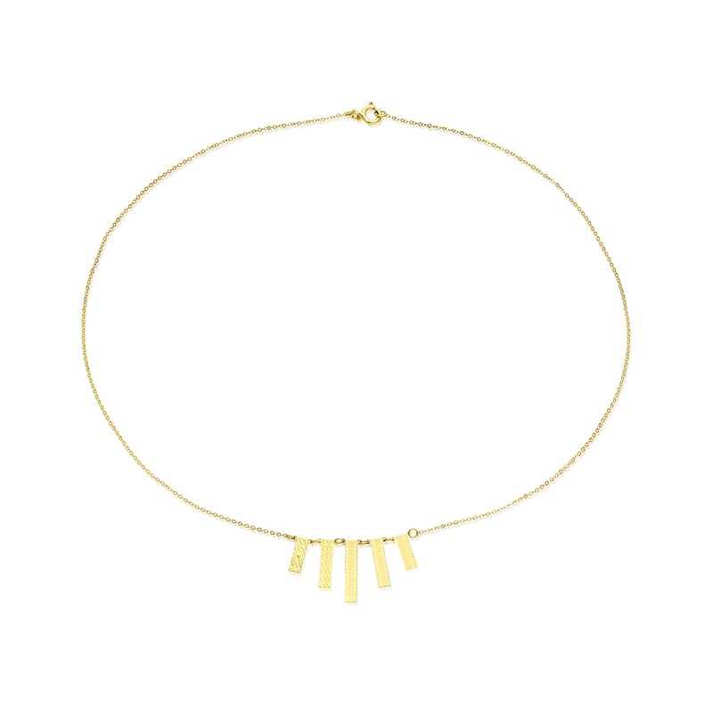 9ct Yellow Gold Sparkle Rectangle Necklet