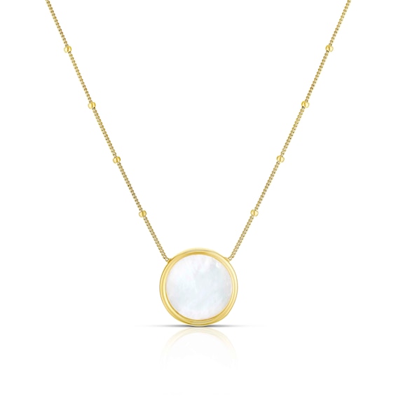 9ct Yellow Gold Mother Of Pearl Beaded Necklace