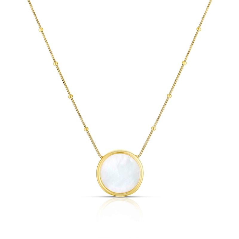 Main Image 1 of 9ct Yellow Gold Mother Of Pearl Beaded Necklace