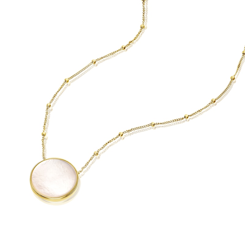 Main Image 2 of 9ct Yellow Gold Mother Of Pearl Beaded Necklace