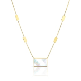 9ct Yellow Gold Mother Of Pearl Rectangle Chain Necklace