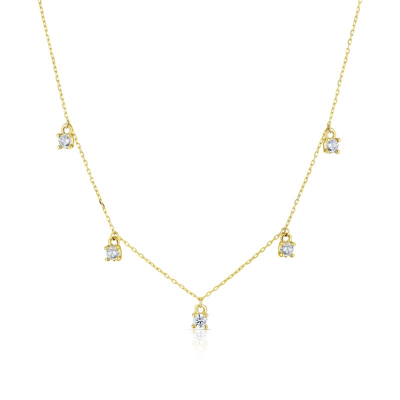 9ct Yellow Gold Cubic Zirconia Droplet Necklace