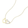 Thumbnail Image 1 of 9ct Yellow Glitter Interlocking Heart Necklace