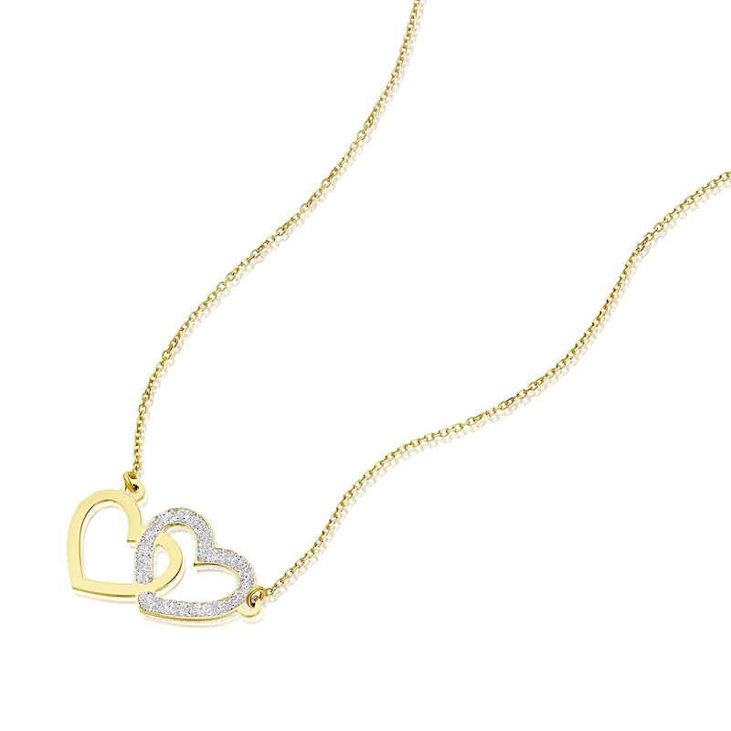 Glitter Interlocking Heart Necklace