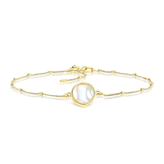 9ct Yellow Gold Mother Of Pearl Beaded Bracelet