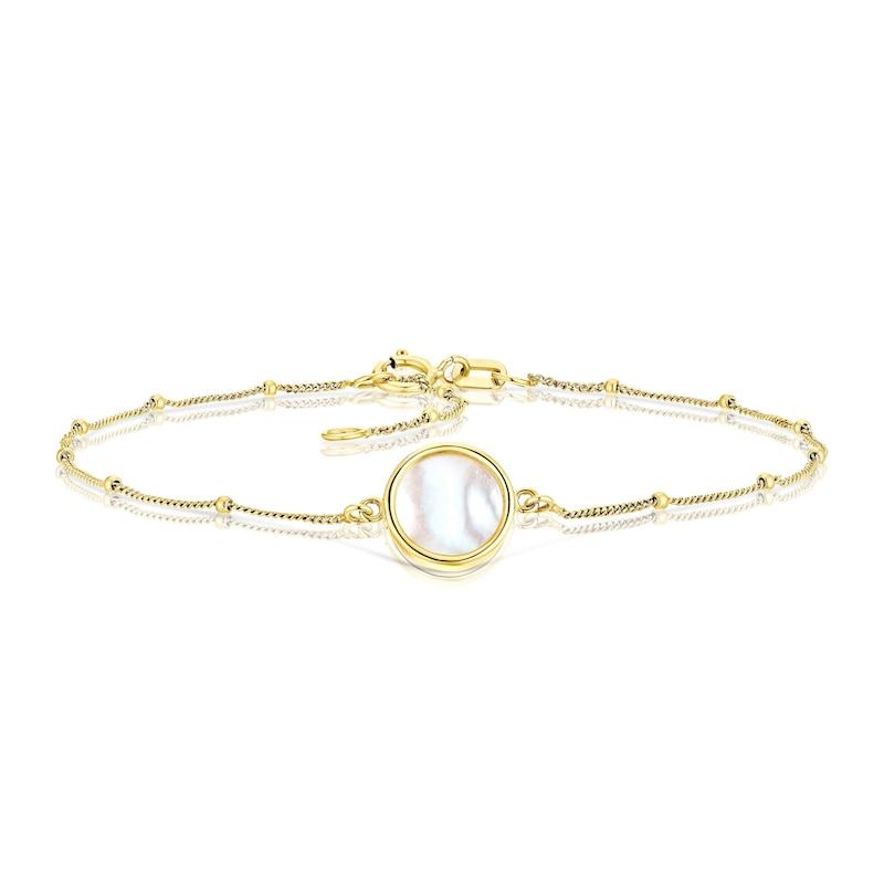 9ct Yellow Gold Mother Of Pearl Beaded Bracelet | H.Samuel