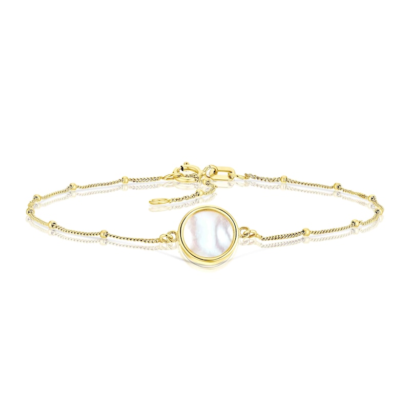 Main Image 1 of 9ct Yellow Gold Mother Of Pearl Beaded Bracelet