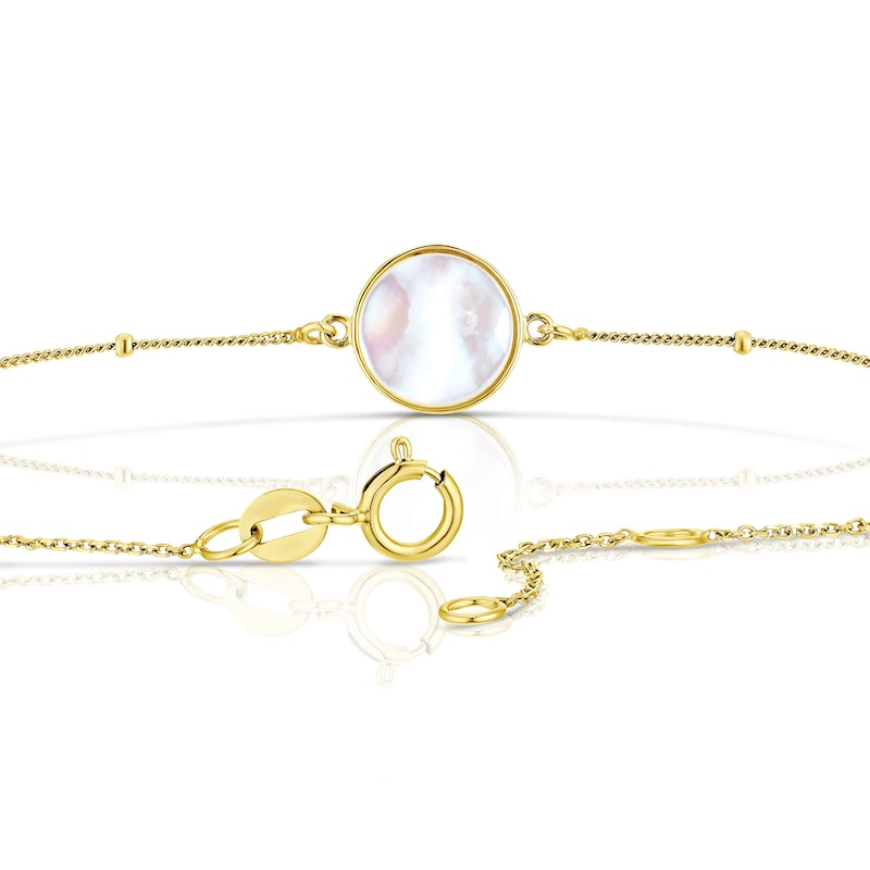 Main Image 3 of 9ct Yellow Gold Mother Of Pearl Beaded Bracelet