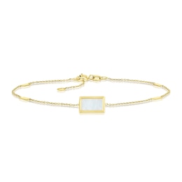 9ct Yellow Gold Mother Of Pearl Rectangle Chain Bracelet