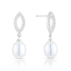 Thumbnail Image 0 of Sterling Silver Pearl & Cubic Zirconia Marquise Earrings