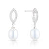 Thumbnail Image 1 of Sterling Silver Pearl & Cubic Zirconia Marquise Earrings