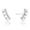 Thumbnail Image 0 of Sterling Silver Pearl & Cubic Zirconia Climber Earrings
