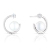 Thumbnail Image 0 of Sterling Silver Pearl & Cubic Zirconia Circle Stud Earrings