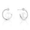 Thumbnail Image 1 of Sterling Silver Pearl & Cubic Zirconia Circle Stud Earrings