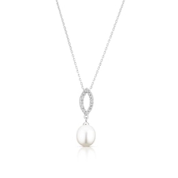 Sterling Silver Pearl & Cubic Zirconia Necklace