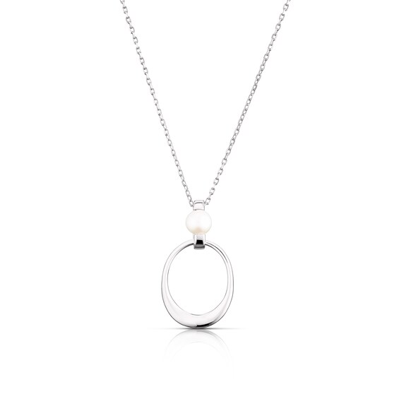 Sterling Silver Pearl Open Circle Pendant
