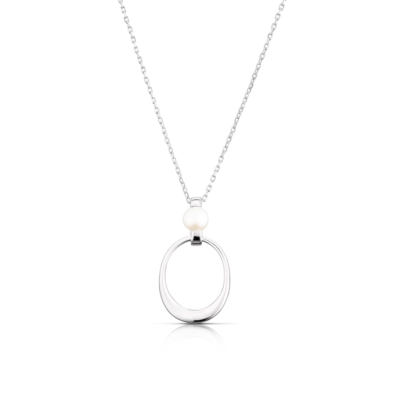Main Image 1 of Sterling Silver Pearl Open Circle Pendant