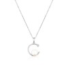 Thumbnail Image 1 of Sterling Silver Pearl & Cubic Zirconia Open Circle Pendant
