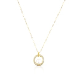 9ct Yellow Gold Pearl & Cubic Zirconia Circle Pendant