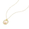 Thumbnail Image 2 of 9ct Yellow Gold Pearl & Cubic Zirconia Circle Pendant