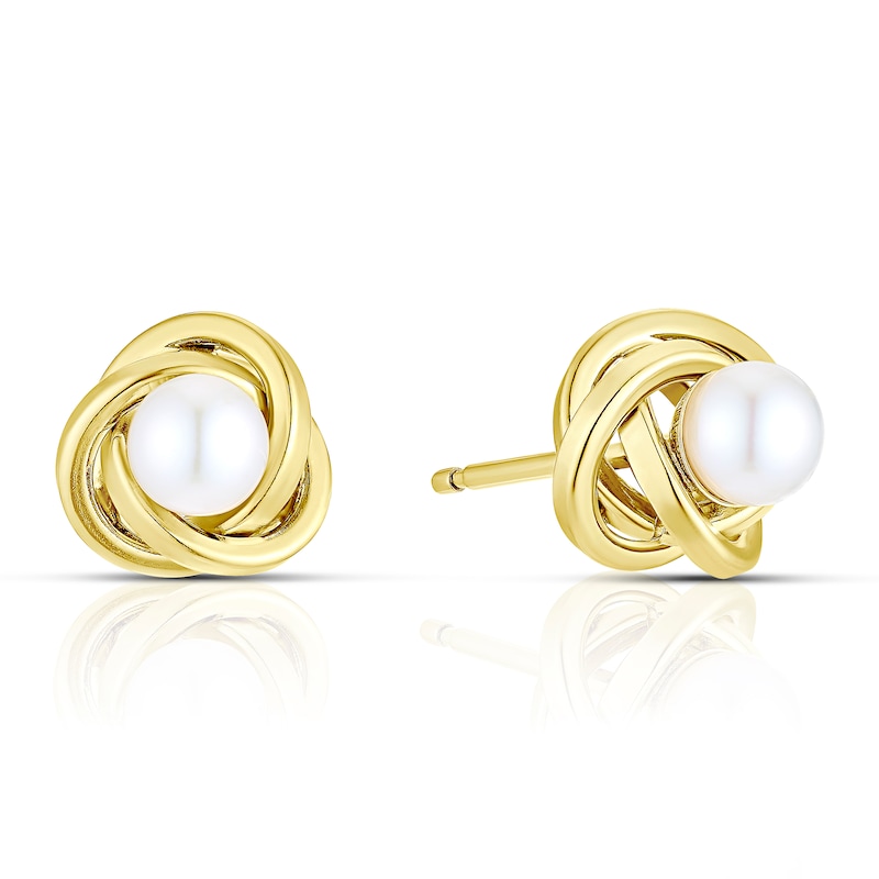 Main Image 1 of 9ct Yellow Gold Pearl Knot Studs Earrings